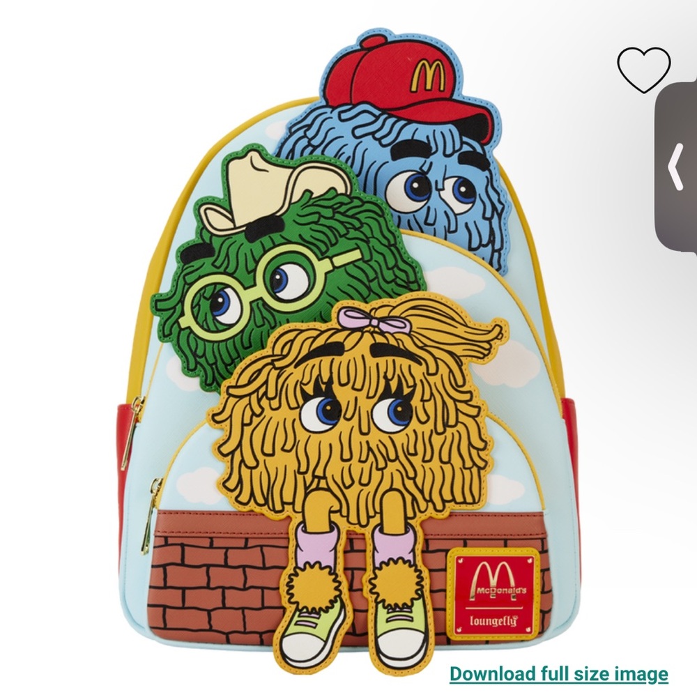 NWT McDonald's Vintage Fry Kids Triple Pocket Mini Backpack
